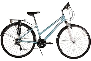 Bounty Avenue Women’s Hybrid Bike - Lightweight Aluminium Step through Frame - 21-Speed Shimano Gears - Pannier Rack Included