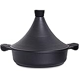 Moroccan Tagine Cooking Pot with Aluminium Lid | Non-Stick | 28cm (11.02 Inches) | Induction Safe (Black)
