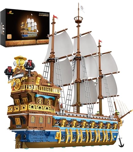 Mould King Römisches Piratenschiff Bausteine 1466 Teile - MOC Segelschiff Modell Für Erwachsene & Kinder Ab 14