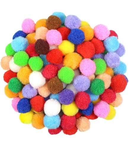 TOAOB 1400pcs Pompons Loisirs Creatifs Rose Thème Rondes Craft Pompon 10mm à 30mm Avec Yeux Mobiles Pour Fournitures De Loisir Bricolage Créatif Artisanat Décorations Couture