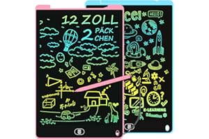 [2 Pack] 12 cali Kolorowy LCD Writing Board, Electight Drawing Board z Lock & Erase Function, Eye Protection Scribble Pad, Zabawki i Prezenty dla Dzieci i Dorosłych w Domu, Szkole, Niebieski i Różowy