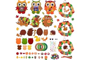 Feltkreativitetssats för barn – 9 stycken – Kreativitetssats med igelkottsugglekrona – Kreativt set – Höstdekoration – Från 3 4 5 6 år – För pojkar och flickor