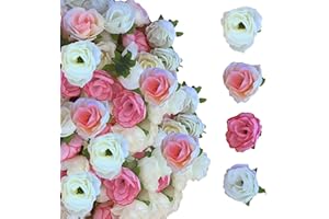 jenich 100Pcs Künstliche Blumenköpfe Blütenköpfe Blumen Köpfe Rosenköpfe Kunst Blumen Rosen Köpfe Kunstblumen klein deko für Hochzeit Party Deko DIY Basteln
