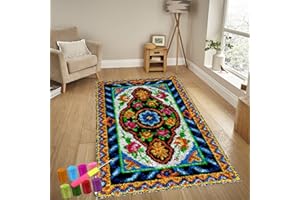 YOSETOMHLVEY Knüpfteppich Zum Selber Knüpfen-Sets Groß Latch Hook Rug, Handarbeit Selbst Knüpfen Set, Vorgedrucktes Muster Leinwand Teppich Stickerei Handwerk Für Erwachsene Handarbeiten Diy Teppich 38 x 52 cm