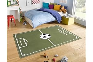 Hanse Home Adventures - Alfombra Infantil de Pelo Corto, diseño de fútbol, 120 x 170 cm, Color Verde
