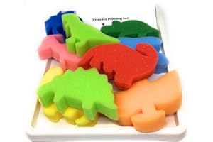 LEXICON SELECT Dinosaur Printing Set with Inking Tray, Set of 9 Foam Dinosaur Shapes and Ideas for Use Leaflet