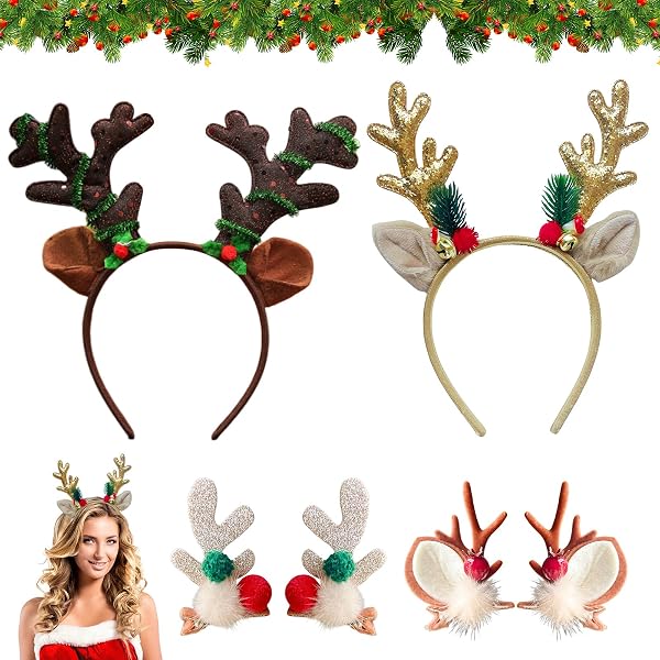 Cerchietto Antenne con Cappello di Babbo Natale