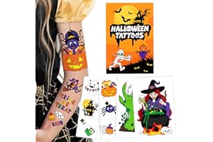 Acevegue Tatuajes Halloween Niños 56 Motivos, Regalos Accesorios Halloween Tatuajes Temporales Niños, Decoración Stickers Pegatinas Calcamonias Juguetes Detalles Infantil Relleno Piñata Cumpleaños