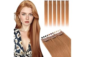 Elailite Extension Capelli Veri Clip Ramato Remy Human Hair Naturali Set da 6 Ciocche Singole con Silk Lace 30cm 33gr (#30 Castano Ramato Chiaro)