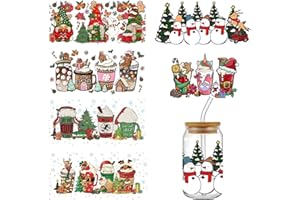 DEREINE UV DTF Transfer Decals, 6 Blätter DTF Transferaufkleber, UV DTF Tasse Wrap Transfer Sticker, Weihnachten Transfer Aufkleber, UV DTF Weihnachten Tasse Transfer Aufkleber