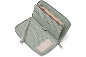 GAEKEAO Monederos para Mujer de Cuero con Bloqueo RFID, Cartera de Gran Capacidad de Cremallera para Mujer con 17 Ranuras para Tarjetas y Bolsillo para Monedas