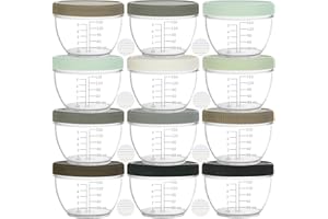 Youngever 18 Pack 180ML Baby Food Storage, Re-usable Baby Food Containers with Lids and Labels, 9 Urban Colors