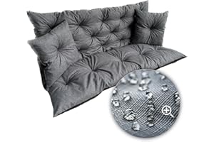 beeco STORE Hollywoodschaukel Auflage LEINENSTOFF Grau 180cm - Made in EU Nicht China - Bankkissen, Schaukelkissen, Palettenkissen - Auflage für Hollywoodschaukel, Polster Hollywoodschaukel Auflagen