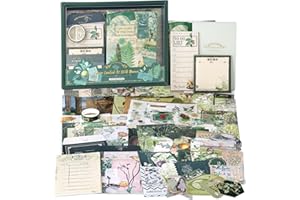 Draupnir 350 Stück Ästhetisches Bullet Journal Set, Junk Journal und Scrapbook Zubehör, DIY Geschenk für Teenager und Kind - Wunderland des Waldes