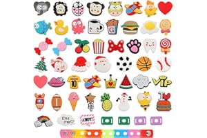 WILLBOND 50 Pièces Charmes de Chaussure de PVC Charmes de Chaussures Dessin Animé avec 4 Pièces Adaptateur de Lacet de Chaussure et Bracelet de Poignet pour Chaussures Sabots, Cadeaux de Fête