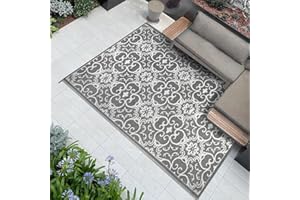 Famibay Teppich Outdoor Wetterfest Terrasse Teppich Outdoor Teppich Plastik Balkon Gartenteppich Außenteppich Kunststoff Picknickdecke Faltbar Bodenmatte Außen Innen