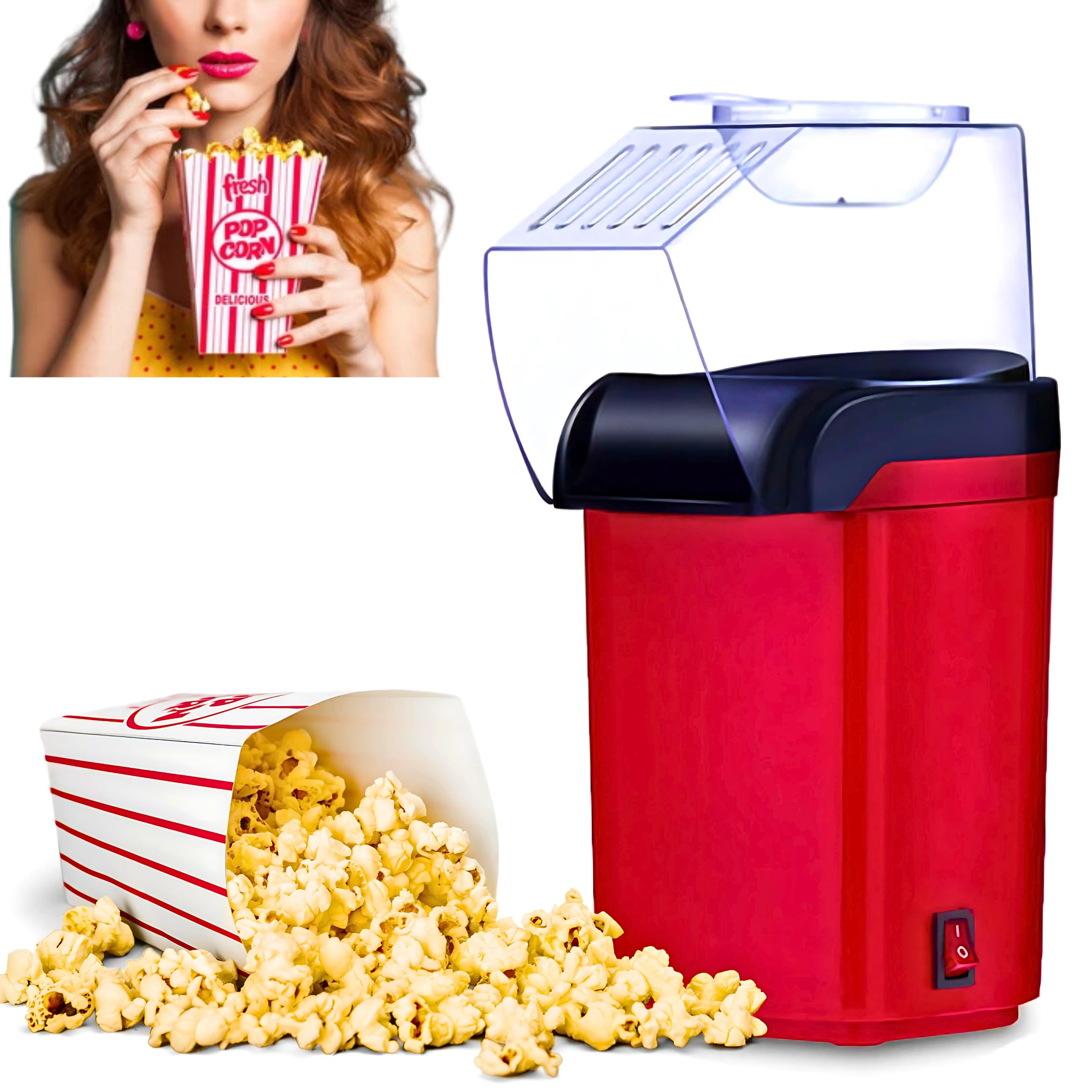 Drumstone Electric Popcorn Maker: Oil-Free Healthy Snacks for Home, Kids & Adults