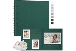 Remowith Scrapbooking Album Fotografico DIY, Album di Carta Kraft Spessa, Libro dei Ricordi per Matrimonio, Anniversario, Viaggio, Laurea, Bambino e Famiglia 18x18 cm 40 Pagine Verde Scuro