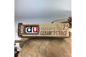 Urhome Geschenkbox Alles Gute zum 23. Geburtstag mit Duplo Schokoriegel - Überraschung Holzbox mit Spruch Gravur inkl. Schokolade Geschenk Riegel - Geburtstagsgeschenk für Erwachsene Mann Frau