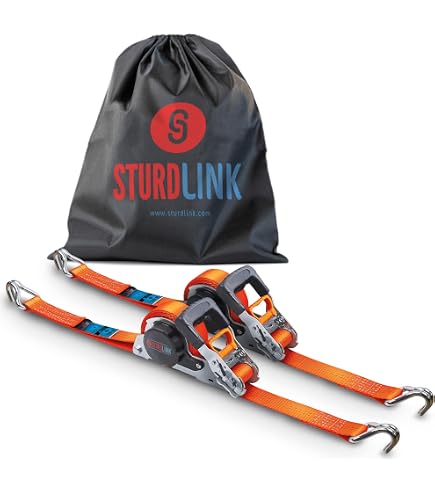 Strapinno Einziehbare Ratschengurte – 2 Stück, 2,5 Cm X 3,6 M, 816,5 Kg Bruchfestigkeit, Mit S-Haken & Sicherheitsclip
