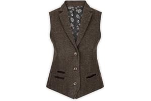 TRUCLOTHING Women Tweed Waistcoat Herringbone Wool Classic Vest Vintage 1920s Peaky Gatsby