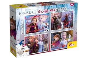 LISCIANIGIOCHI LISCIANI - PUZZLE DISNEY 2 en 1 - La Reine des Neiges - 48 Pièces - 4 Puzzles Frozen Pour Enfants dès 4 ans - 35x25cm - Double Face - Verso à Colorier avec Feutres Inclus