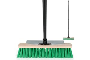 ‎HAUSFELDER Hausfelder Straßenbesen 40 cm mit Stiel und Schabekante, Gartenbesen mit Kratzkante, Besen für draußen mit Besenstiel