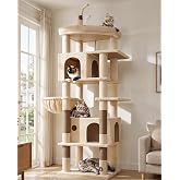 Globlazer F74B XXL Stable Beige Scratching Tree for 3-4 Cats Grand 74 | Large Padded Nests Platform Basket, Stable Safety, fo