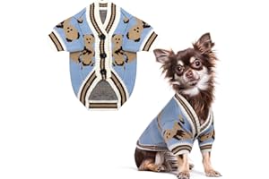 HRTTSY Small Dog Jumper Cute Bear Warm Winter Dog Clothes Girl Boy Puppy Cardigan Sweater Soft Cozy Cute Pet Knitwear Outfits for Small Medium Dogs Cats Cold Weather Coats Jackets (Blue,X-Large)
