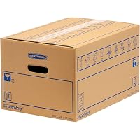 8 BANKERS BOX Large Strong Moving Boxes, 39L C-Flute SmoothMove Cardboard Storage Packing Boxes, Heavy Duty Cardboard Boxes f