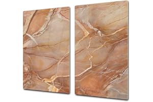 CONCEPT CRYSTAL ORIGINALE tagliere in VETRO temperato – Copri-piano cottura a induzione –Tagliere pezzo UNICO (60x52 cm) o DUE pezzi (30x52 cm ognuno); D22 Marmi 2 Serie