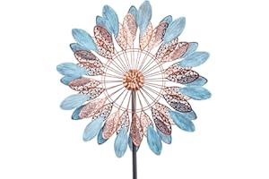 MUMTOP Large Wind Spinner-Metal Wind Spinner - 75 Inch Kinetic Garden Wind Spinner for Yard and Patio Lawn Decor(Hollow Leaf)