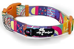 Why andyou, collare per cani in materiale regolabile, morbido e confortevole, adatto a cani di taglia media e grande, con piccola fibbia a D pendente, arancione vivace L (Colore)