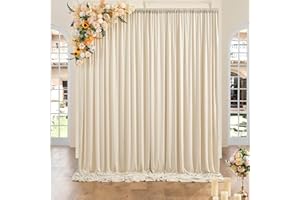 HBBMAGIC 2 Stücke 1,5×3cm Beige Hintergrund Vorhänge für Hochzeit Party 100% Polyester Falten freie Beige Hintergrund Vorhänge für Geburtstag Taufe Baby Dusche Braut Dusche Fotowand