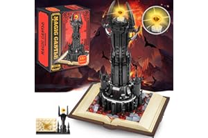 Bilinavy Dunkler Turm-Baustein, Lord Castle-Architektur-Bauset für Jungen von 8 bis 12 Jahren, Leuchtturm-Bausets zur Wiederherstellung des Barad-Dur-Modells mit leuchtender rotierender Beleuchtung
