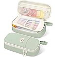 SUNEE Cute Pencil Case, Aesthetic Pen Pouch, Colored Large Pencil Bag with Zipper, Kawaii Stationery Storage and Organizer, Green School Supplies for Teen and Adult Girls