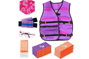 Locisne Gilet tactique pour fille enfant, Ensemble Veste Gilet Tactique Camouflage pour Enfants N-strike Elite Series