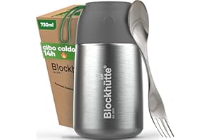 Blockhütte Contenitore Termico per Alimenti Caldi I 730ml I Thermos Cibo Caldo fino a 14 ore I Portapranzo Termico a Tenuta Stagna per Adulti e Bambini I Thermos Cibo, Termos Pasta e Pranzo