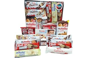 Plateau Cadeau Mega Pack de Chocolats Kinder - Nutella - Rafaello - Nestlé. +15 unités. Boîte-cadeau originale avec Kinder Bueno, Nutella, chocolats Rafaello, chocolats Nestlé [IAMI]