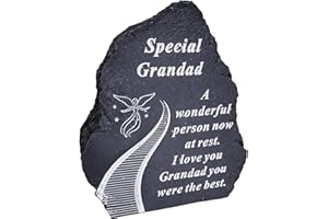 ONLINESTREET Black And White Stairway To Heaven Special Grandad Tribute Detail Rock Memorial Grave Plaque