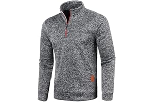 AOOUEKUL Half Zip Pullover Herren Ohne Kapuze Männer für Solid Arbeitspullover Oversize Winter Sport Arbeitspullover Sweater Men Alphanumerisch
