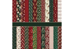 MerwDeeyt Scrapbook Papier Weihnachten Bastelpapier, 24 Blatt Doppelseitiges Winter Motivpapier, Buntes Dekopapier mit Muster für Journal Scrapbooking Fotoalbum Dekoration (B, 30.5x30.5 CM)