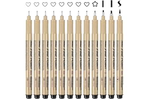 Svalor Fineliners Pens, 12 Piece Fine Liner Pens Black with 12 Different Line Widths, Drawing Pens for Artists, Black Fineliner Pens for Illustration, Sketching, Technical Drawing