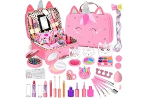 Flybay Maquillage Enfant Jouet Filles, Lavable Malette Maquillage Jouet pour Enfant, Coffret Maquillage Enfant Filles Makeup Set, Cadeau de Noël Anniversaire Jouet pour Princesse Fille 3 4 5 6 7+ Ans