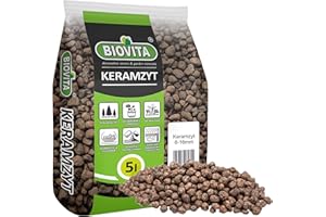 BIOVITA DECORATIVE STONES & GARDEN MINERALS BIOVITA Argilla espansa, granulato di argilla per drenaggio 8-16 mm - argilla espansa granulata per piante d'appartamento 5L