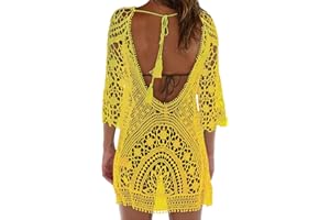 YLOVEM Copricostume Mare Donna Copricostumi da Bagno per Donna Pareo Mare Donna Vestito Crochet da Mare Abito da Spiaggia Bikini Cover