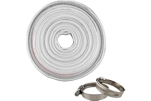 COST WISE Layflat Discharge Hose 10m15m,20m Length x 25mm 32mm or 50mm Diameter,for Pond, Garden Irrigation, Hot Tub, Swimming Pool,Sump or Dirty Flood Water Discharge.with 2 x Matching Clips (25mm x10m)