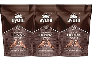 Ayumi, Pure Henna Powder, Natural Hair Colouring, 3 x 200g