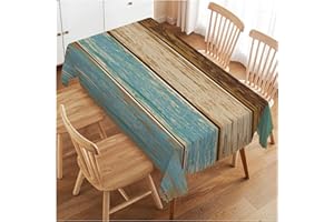Walmsco Tablecloth Green Brown Vintage Wood Decor For Dining Room Kitchen Rectangular Table Cover 132 * 178cm
