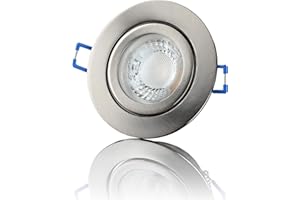 lambado® Premium LED Spot IP44 Dimmbar Edelstahl gebürstet - Hell & Sparsam inkl. 230V 5W GU10 Strahler warmweiß - Moderne Beleuchtung durch zeitlose Bad-Einbaustrahler/Deckenstrahler für Außen